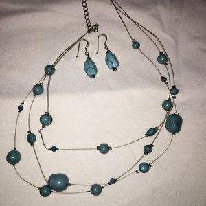 Floating turquoise necklace & earrings